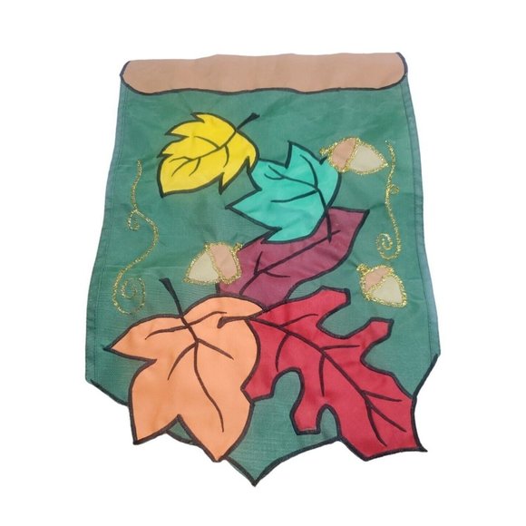 12.5"×17.5" Fall Autumn Leaves Garden Flag Double Sided Embroidered Glitter... - Picture 2 of 2